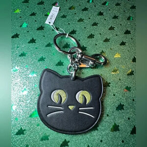 Coach Black Cat Leather Bag Charm NWT